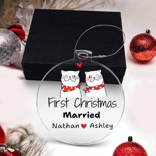 First Christmas Married Ornaments – Newlywed Couple Gift