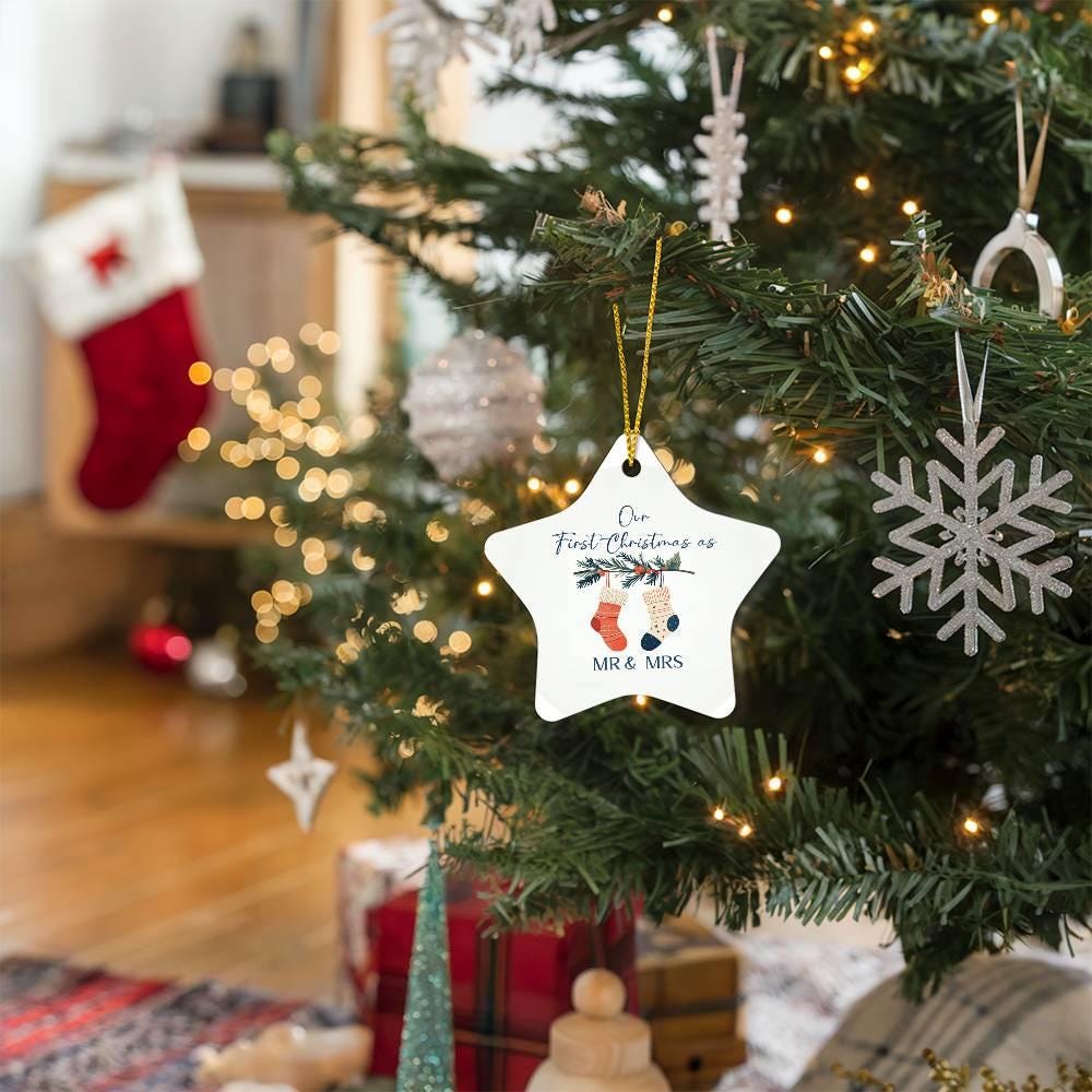 Our First Christmas Mr & Mrs Ornament – Christmas Gifts for New Couple – view 7
