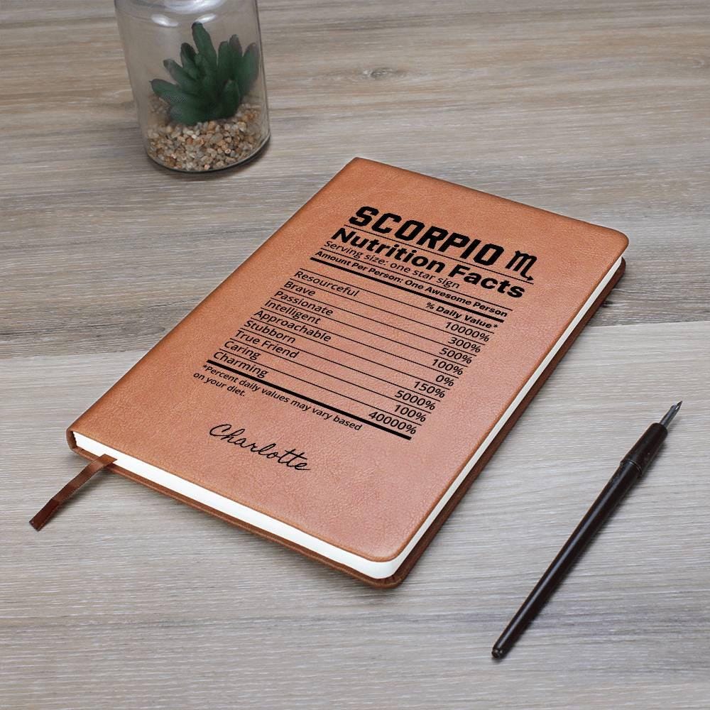 Scorpio nutrition facts personalized leather journal – view 6