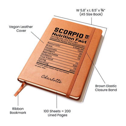 Scorpio nutrition facts personalized leather journal – view 4