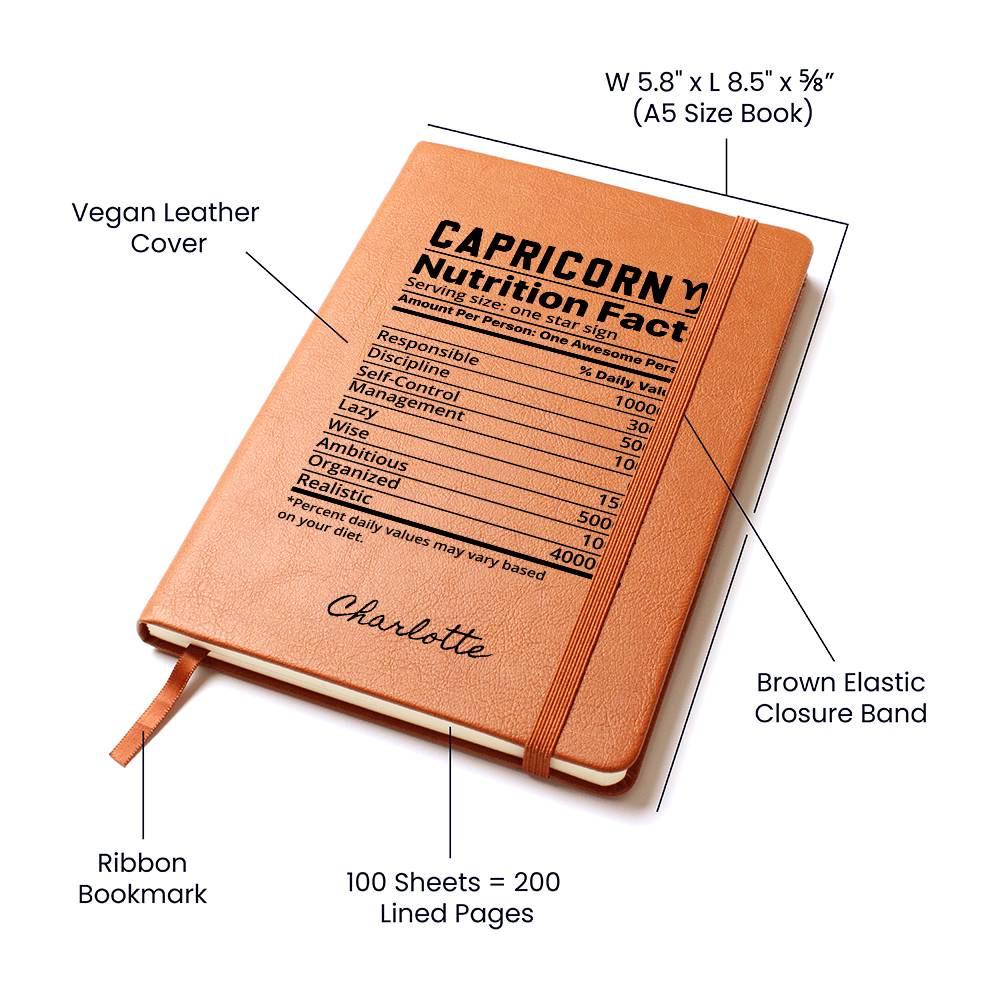 Personalized Capricorn Zodiac Vegan Leather Journal – view 3