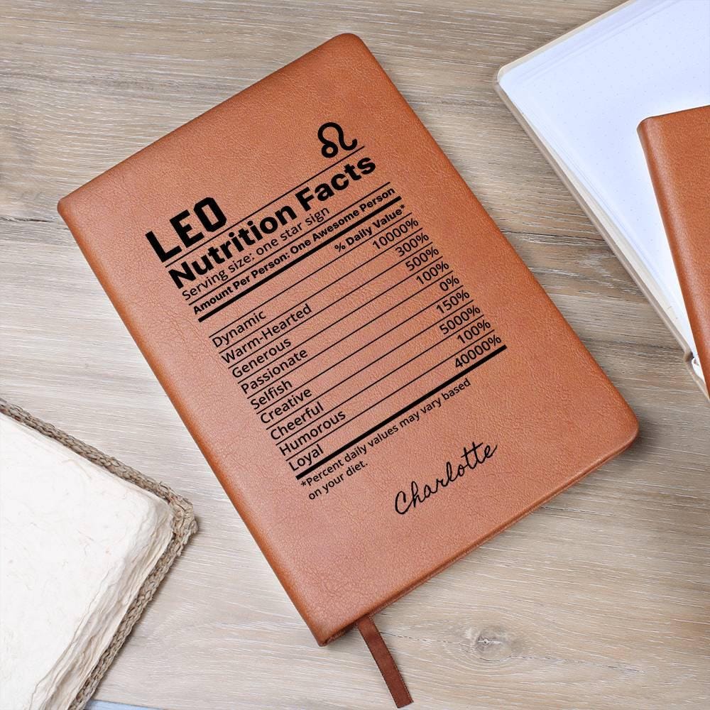 Personalized Leo nutrition facts Zodiac Journal – Gift for Leo Friend – view 9