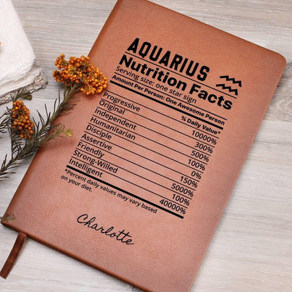 Aquarius Zodiac Vegan Leather Journal – Aquarius Birthday Gift – view 9
