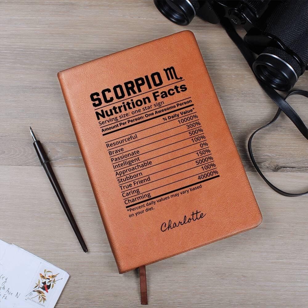 Scorpio nutrition facts personalized leather journal
