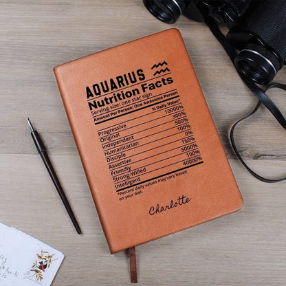 Aquarius Zodiac Vegan Leather Journal – Aquarius Birthday Gift