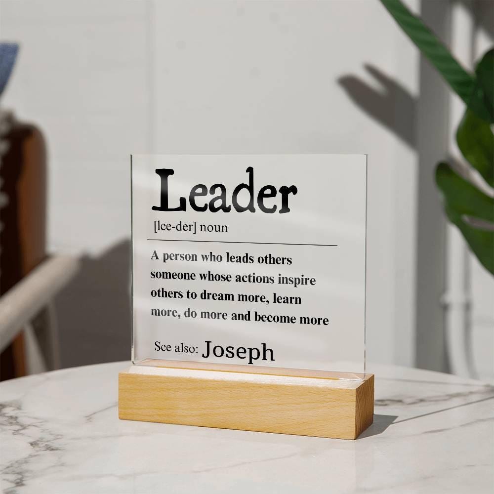Custom Leader LED Acrylic Plaque – Unique Gift for Team Leader – view 3