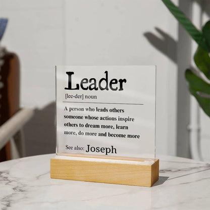 Custom Leader LED Acrylic Plaque – Unique Gift for Team Leader – view 3