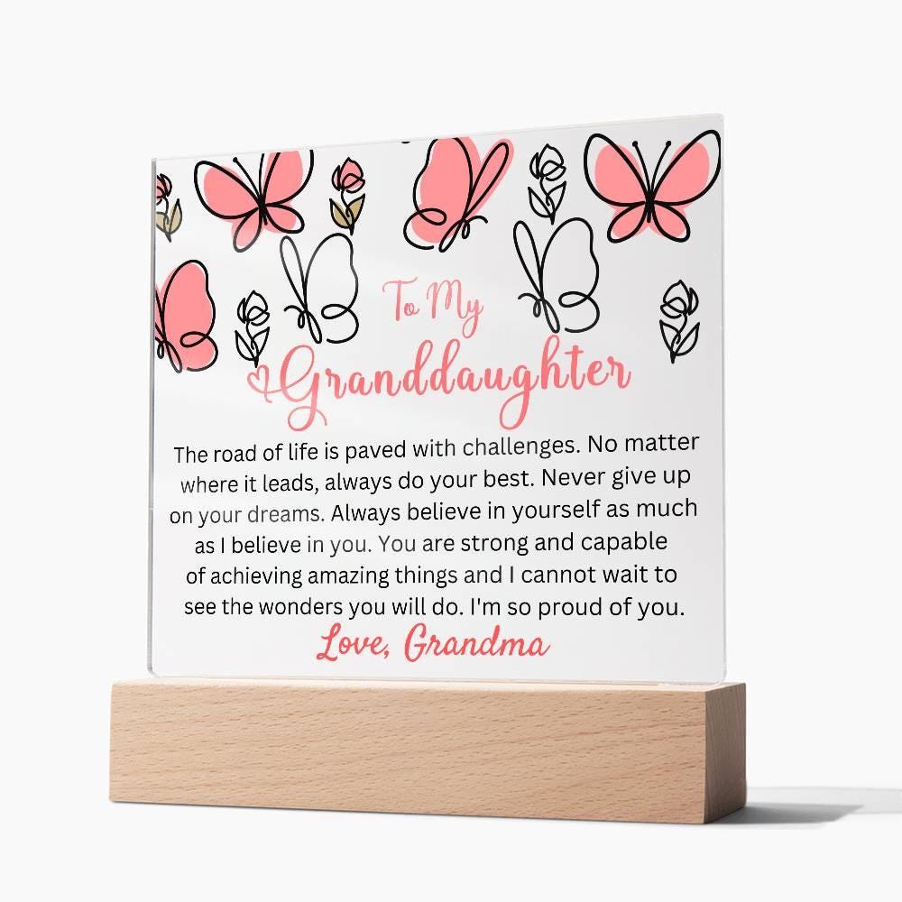 To My Granddaughter Butterfly Acrylic Plaque Gift from Grandma – view 3