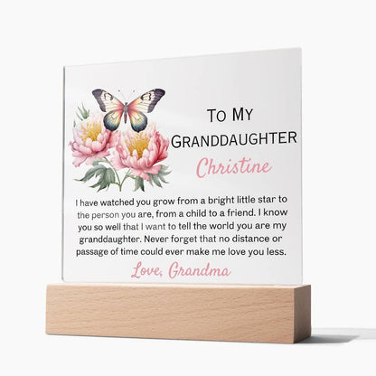 To my granddaughter floral personalized Acrylic plaque from grandma – view 3