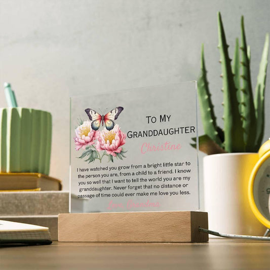 To my granddaughter floral personalized Acrylic plaque from grandma – view 2