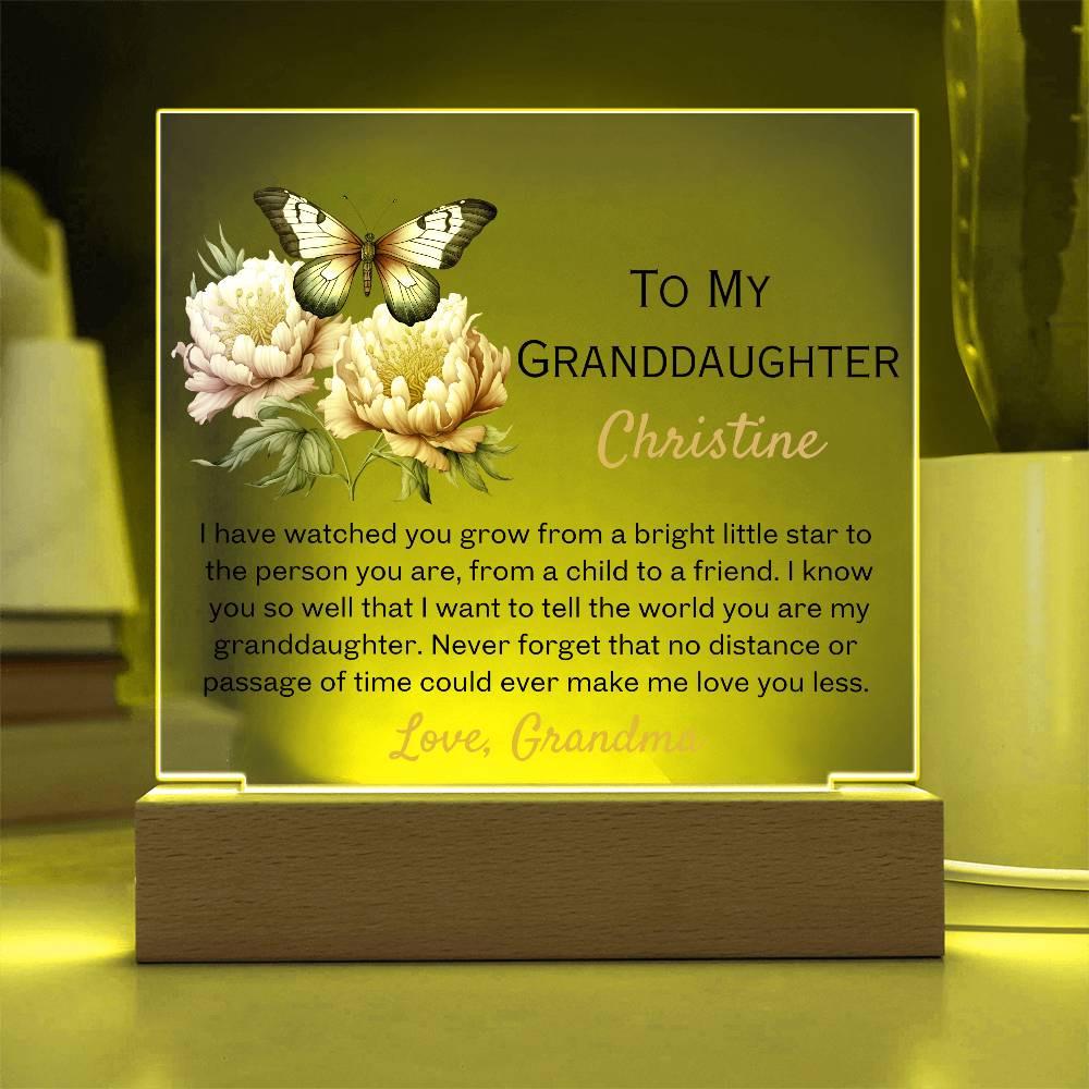 To my granddaughter floral personalized Acrylic plaque from grandma – view 4
