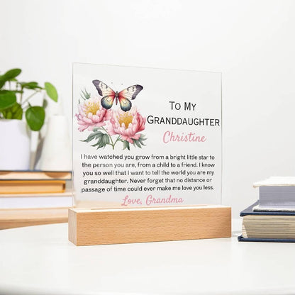 To my granddaughter floral personalized Acrylic plaque from grandma – view 8
