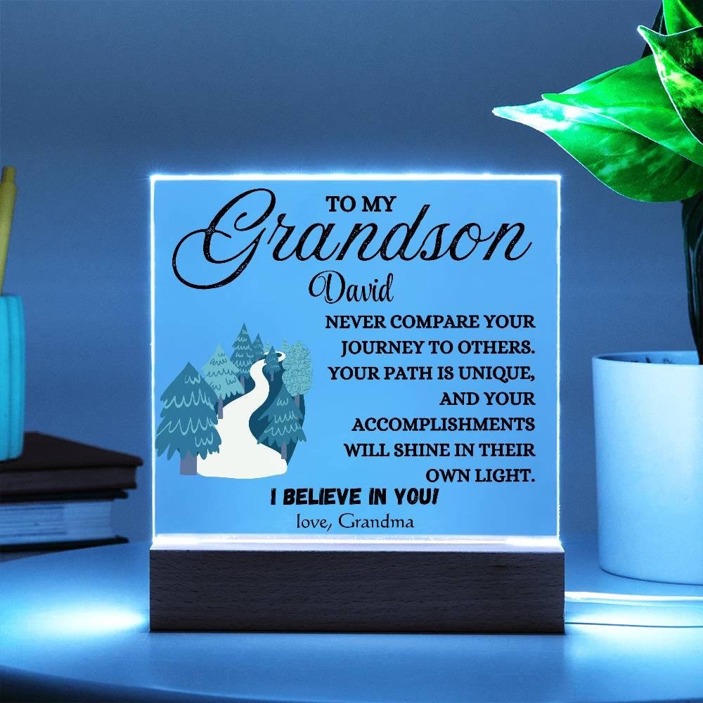 To My Grandson Personalized Name LED Acrylic Plaque – Birthday gift – view 2