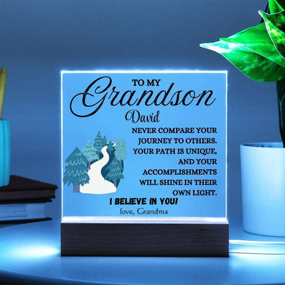 To My Grandson Personalized Name LED Acrylic Plaque – Birthday gift – view 2
