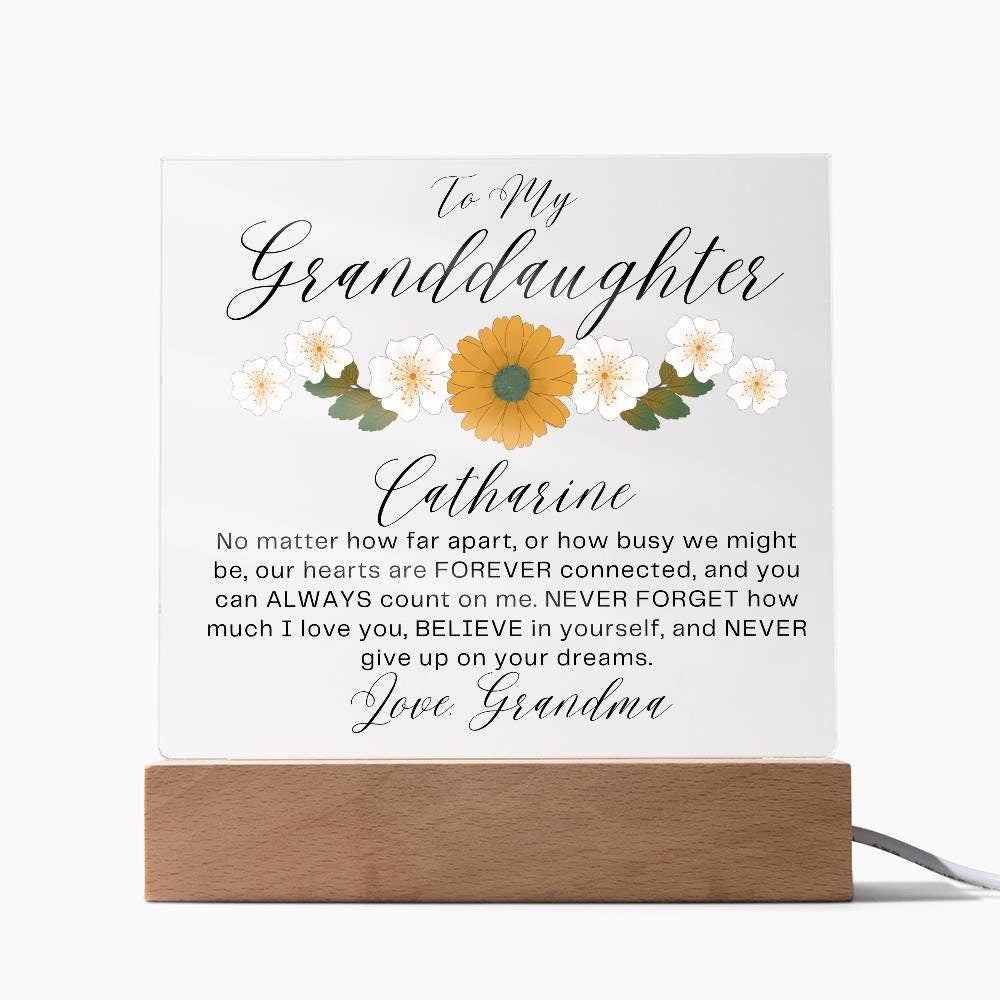To My Granddaughter Floral Personalized LED Acrylic Plaque – view 8