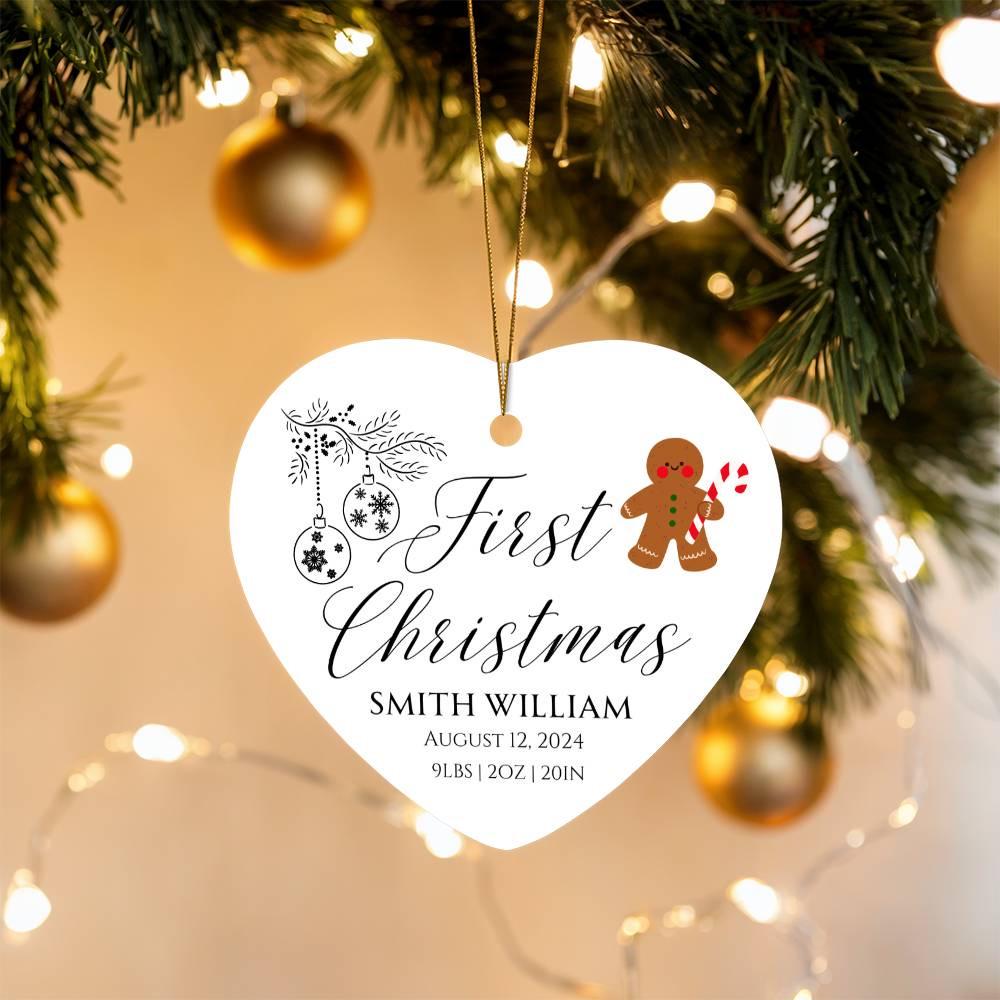 Personalized Baby's First Christmas Heart Ornament 2024 – Baby Shower – view 2