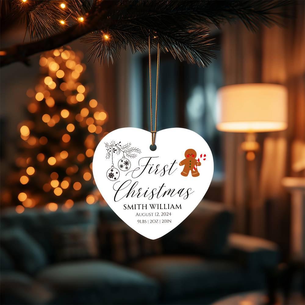 Personalized Baby's First Christmas Heart Ornament 2024 – Baby Shower – view 5