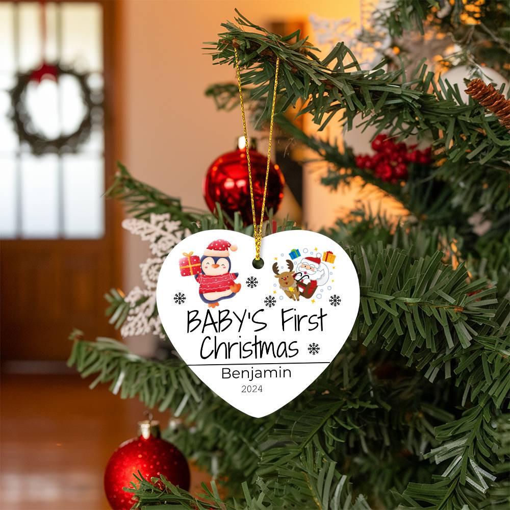 Baby's First Christmas Heart Ornament 2024 - Newborn Keepsake Gift – view 6