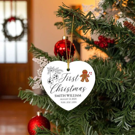 Personalized Baby's First Christmas Heart Ornament 2024 – Baby Shower