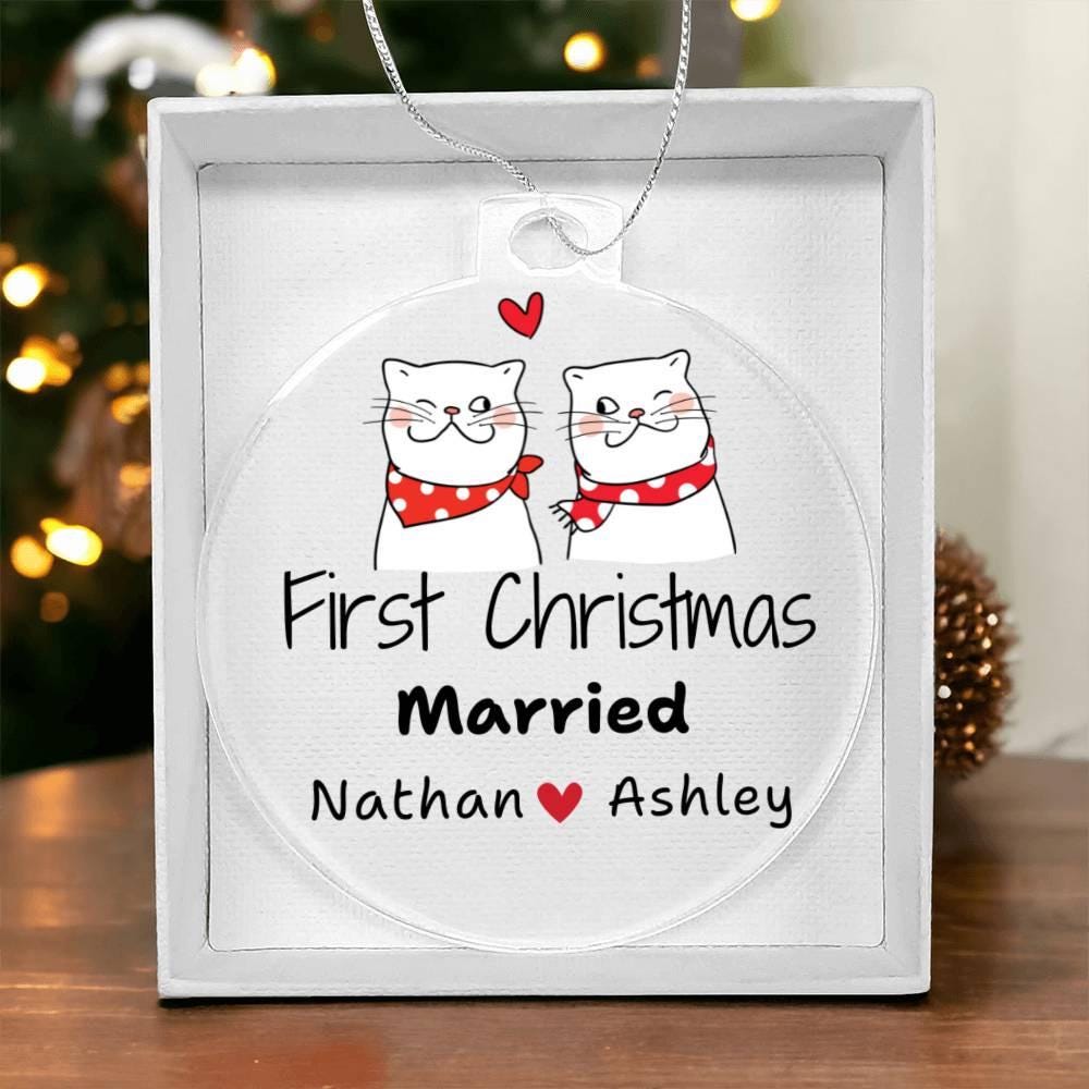 First Christmas Married Ornaments – Newlywed Couple Gift – view 2