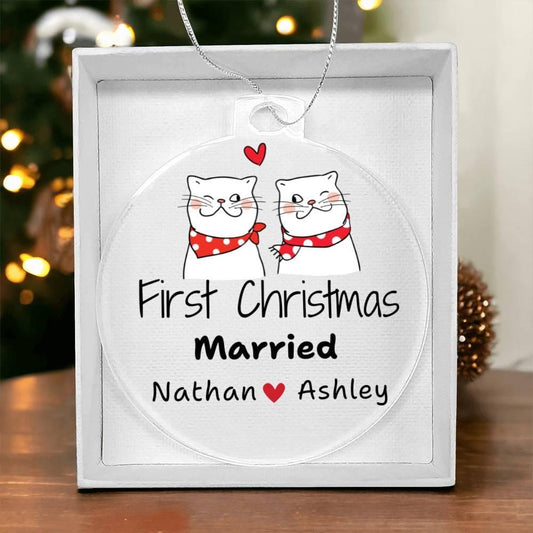 First Christmas Married Ornaments – Newlywed Couple Gift – view 2