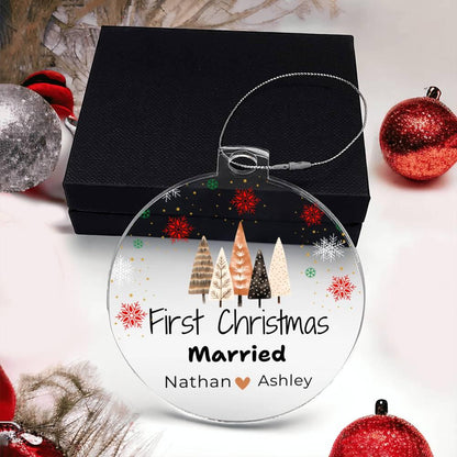 First Christmas Married Ornament 2024 - Personalized Mr. & Mrs.