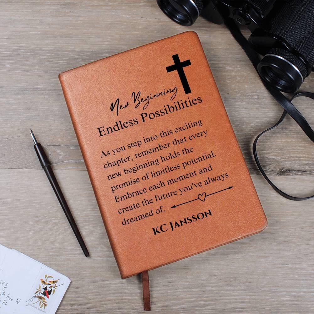 Personalized New Beginnings Leather Journal – New Job Gifts – view 2