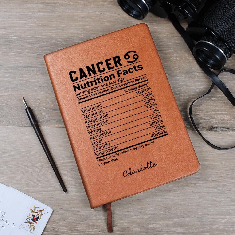 Personalized Cancer Zodiac Vegan Leather Journal – Astrology Journal – view 10