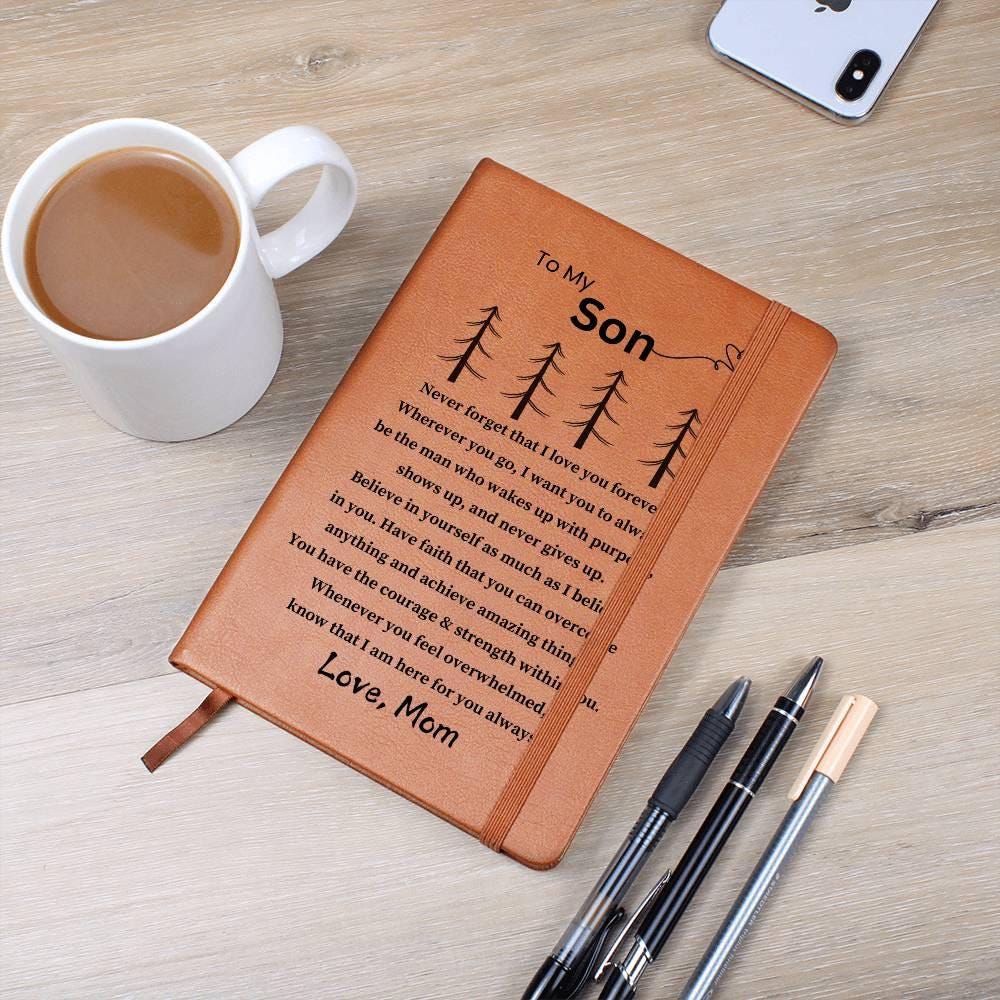 Personalized Leather Journal Gift for Son – Gift from mom – view 3