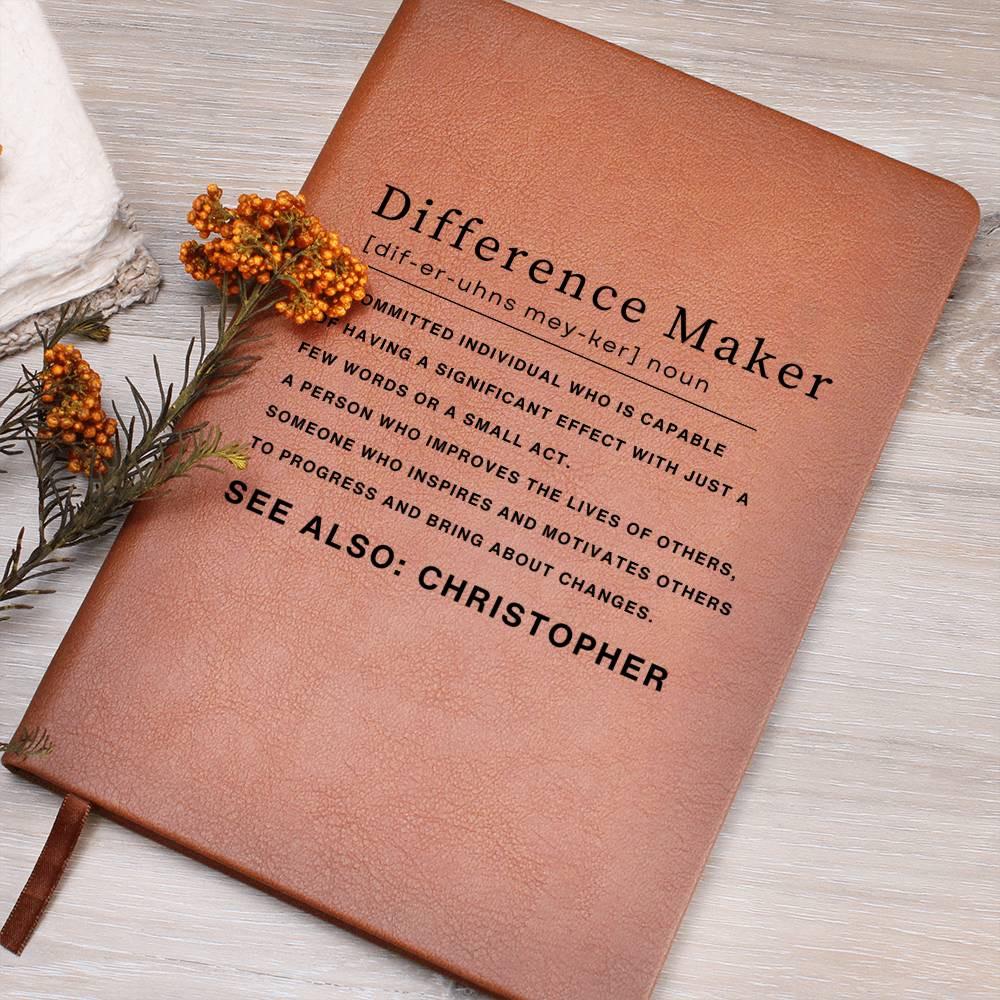 Personalized Difference maker Leather Journal – Gift for Mentor – view 3