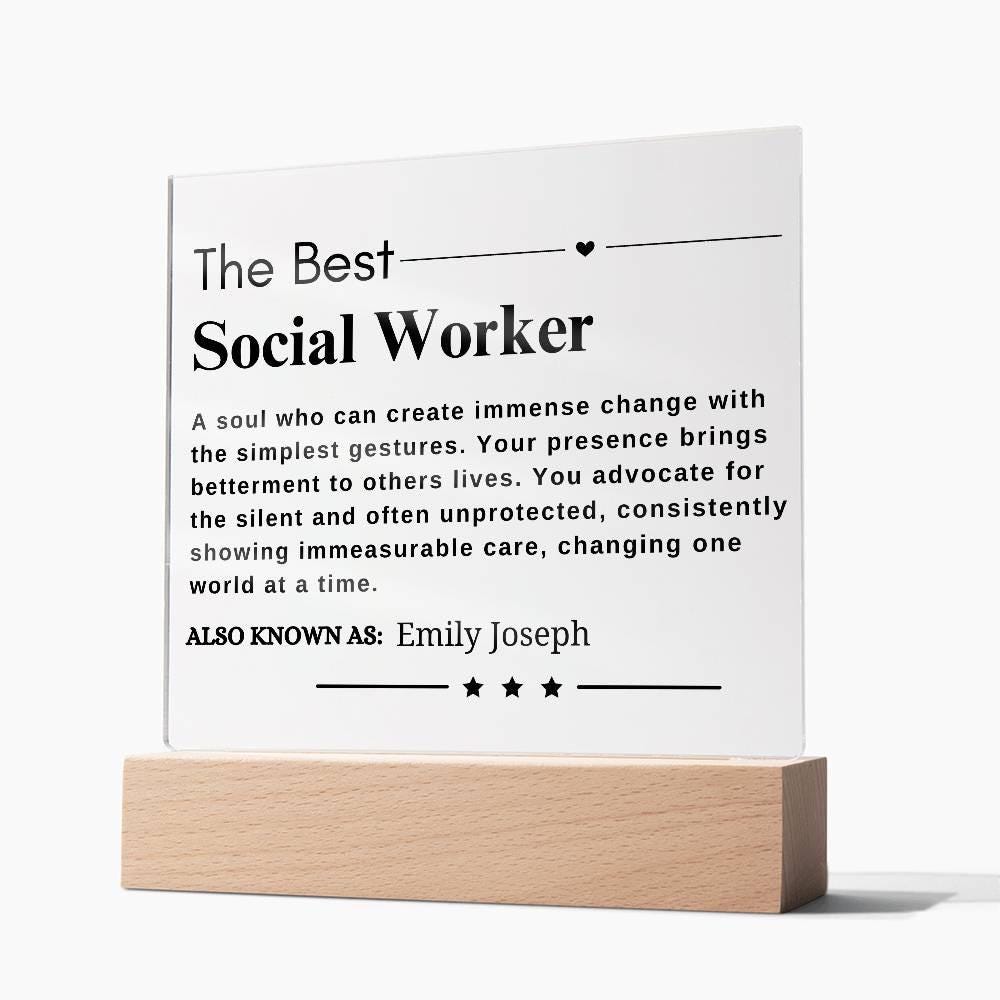 Custom Social Worker LED Acrylic Plaque – Gift for Volunteer – view 3