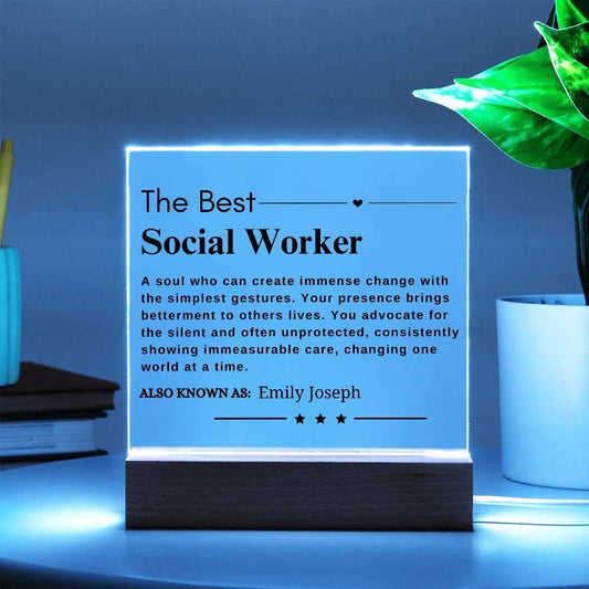 Custom Social Worker LED Acrylic Plaque – Gift for Volunteer – view 2