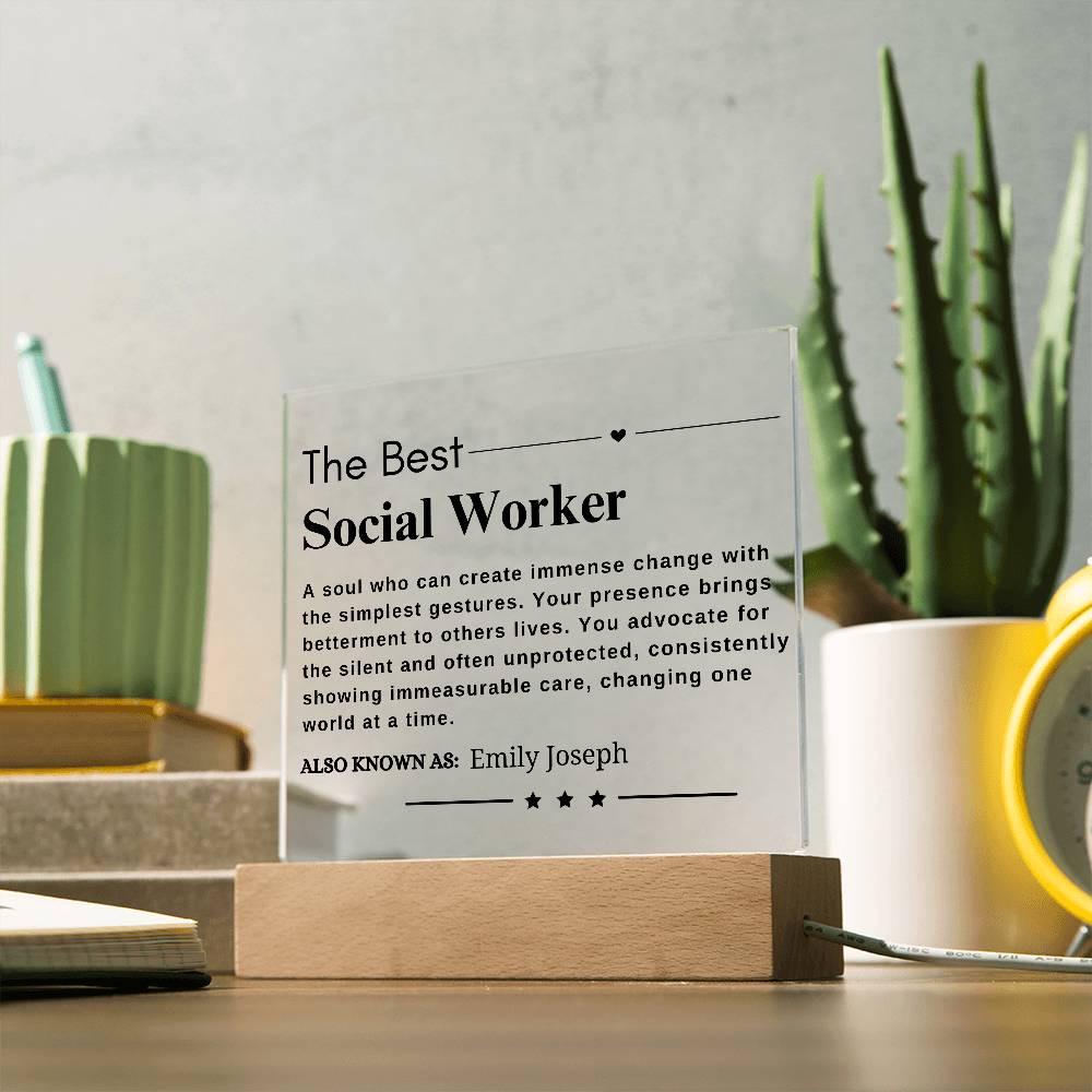 Custom Social Worker LED Acrylic Plaque – Gift for Volunteer – view 8