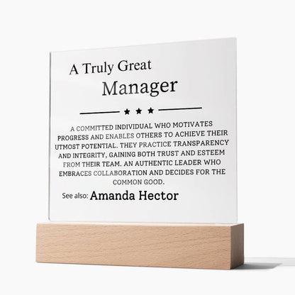 Personalized Manager Appreciation Gift LED Acrylic Plaque – view 3