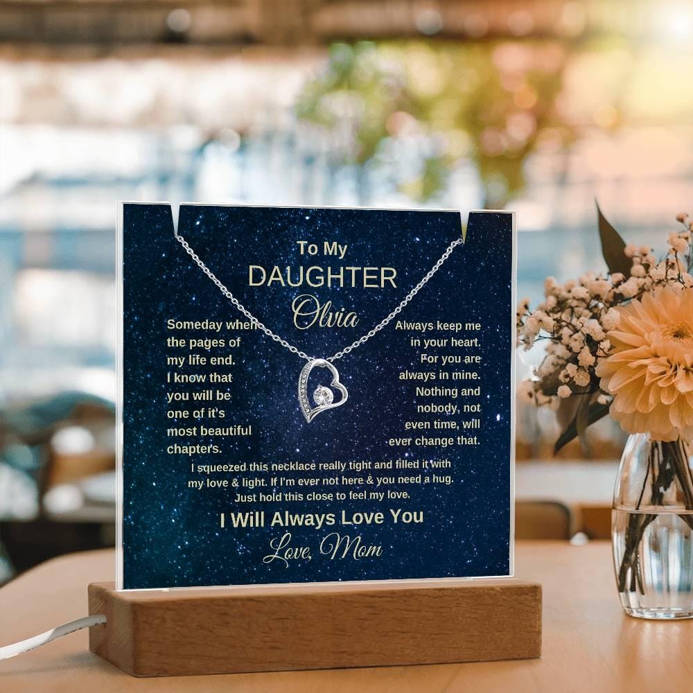 To My Daughter Personalized Acrylic Keepsake with Necklace – view 6