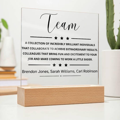 Personalized Team LED Acrylic Plaque – Employee Appreciation Gift