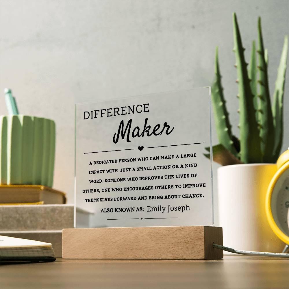 Custom Difference Maker LED Acrylic Plaque – Appreciation Gift – view 8