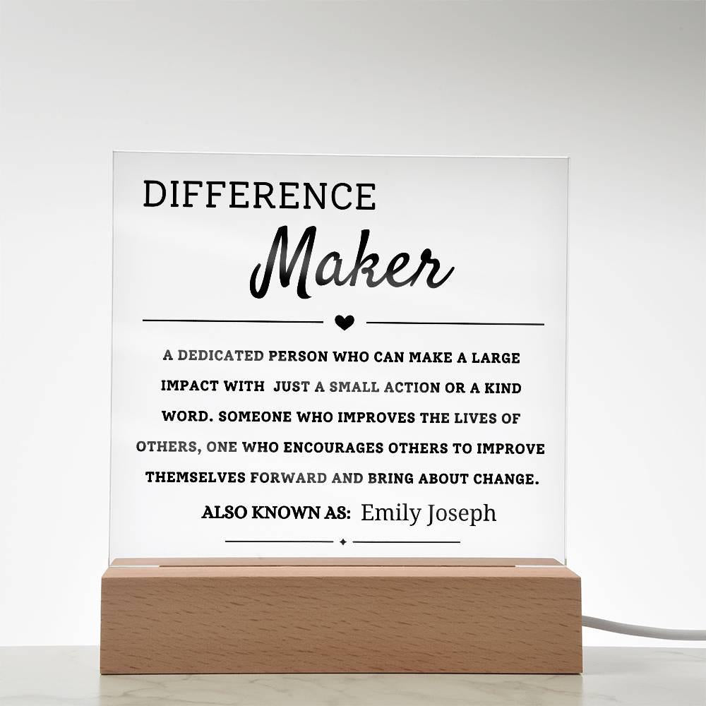 Custom Difference Maker LED Acrylic Plaque – Appreciation Gift – view 4