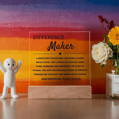 Custom Difference Maker LED Acrylic Plaque – Appreciation Gift – view 7