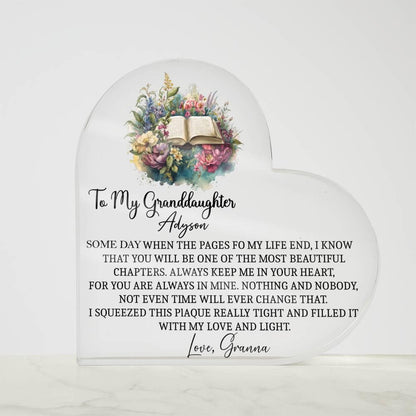 To my granddaughter pages of life heart Acrylic plaque gift – view 9