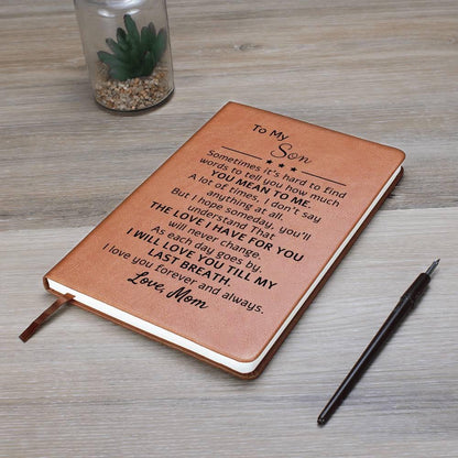 Mom to Son Personalized Vegan Leather Journal – Son Birthday Gift – view 10