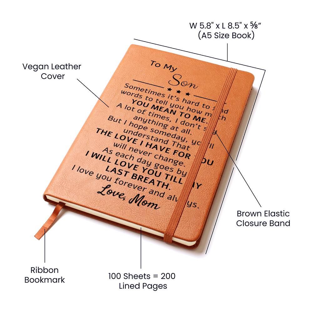 Mom to Son Personalized Vegan Leather Journal – Son Birthday Gift – view 5
