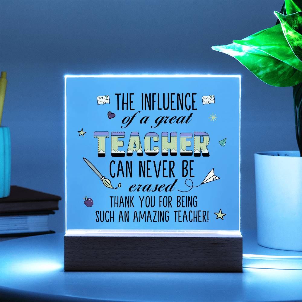 The Influence of a teacher Personalized LED Acrylic Plaque – view 3