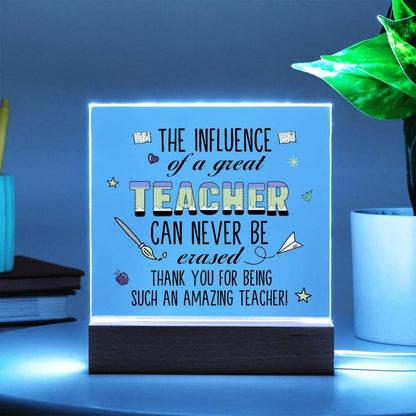 The Influence of a teacher Personalized LED Acrylic Plaque – view 3