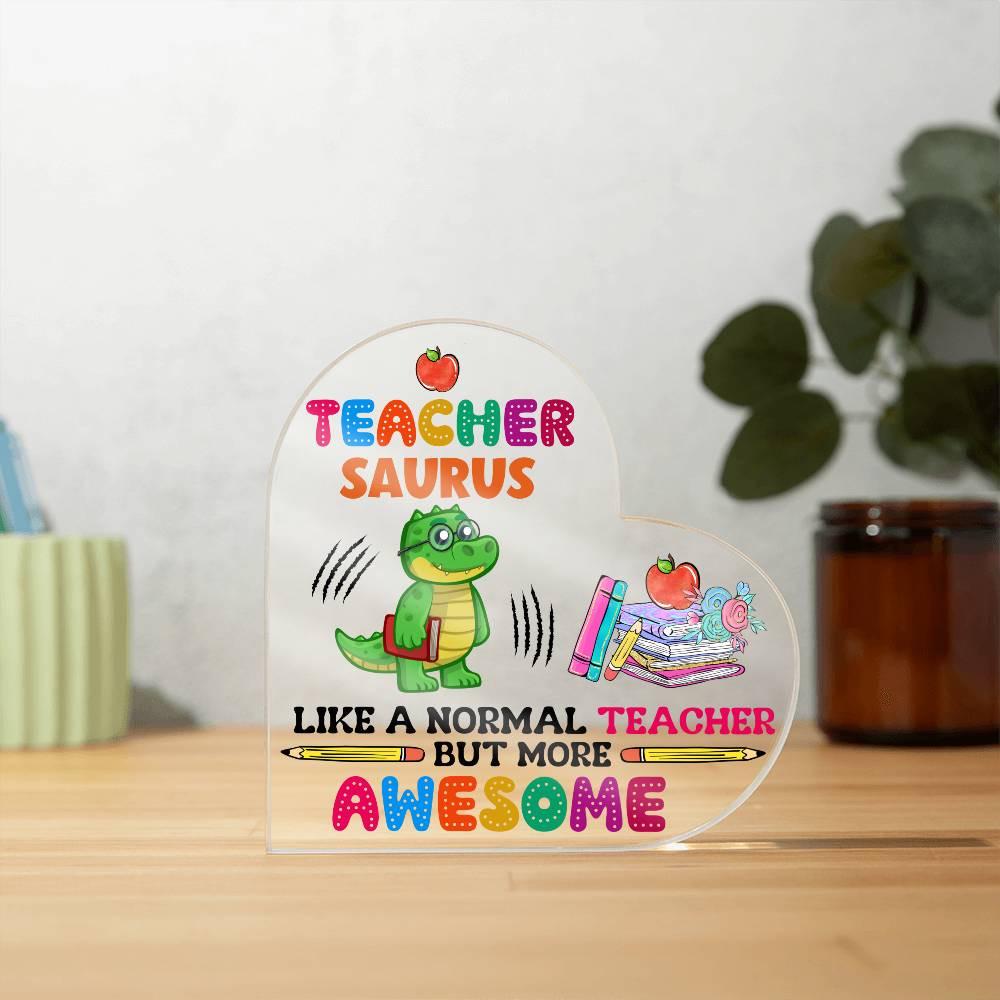 Teacher Saurus Heart Acrylic Plaque – Cute Teacher Gift – view 8