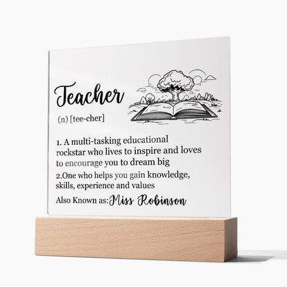 Personalized Teacher Definition LED Acrylic Plaque – Gift from Student – view 7