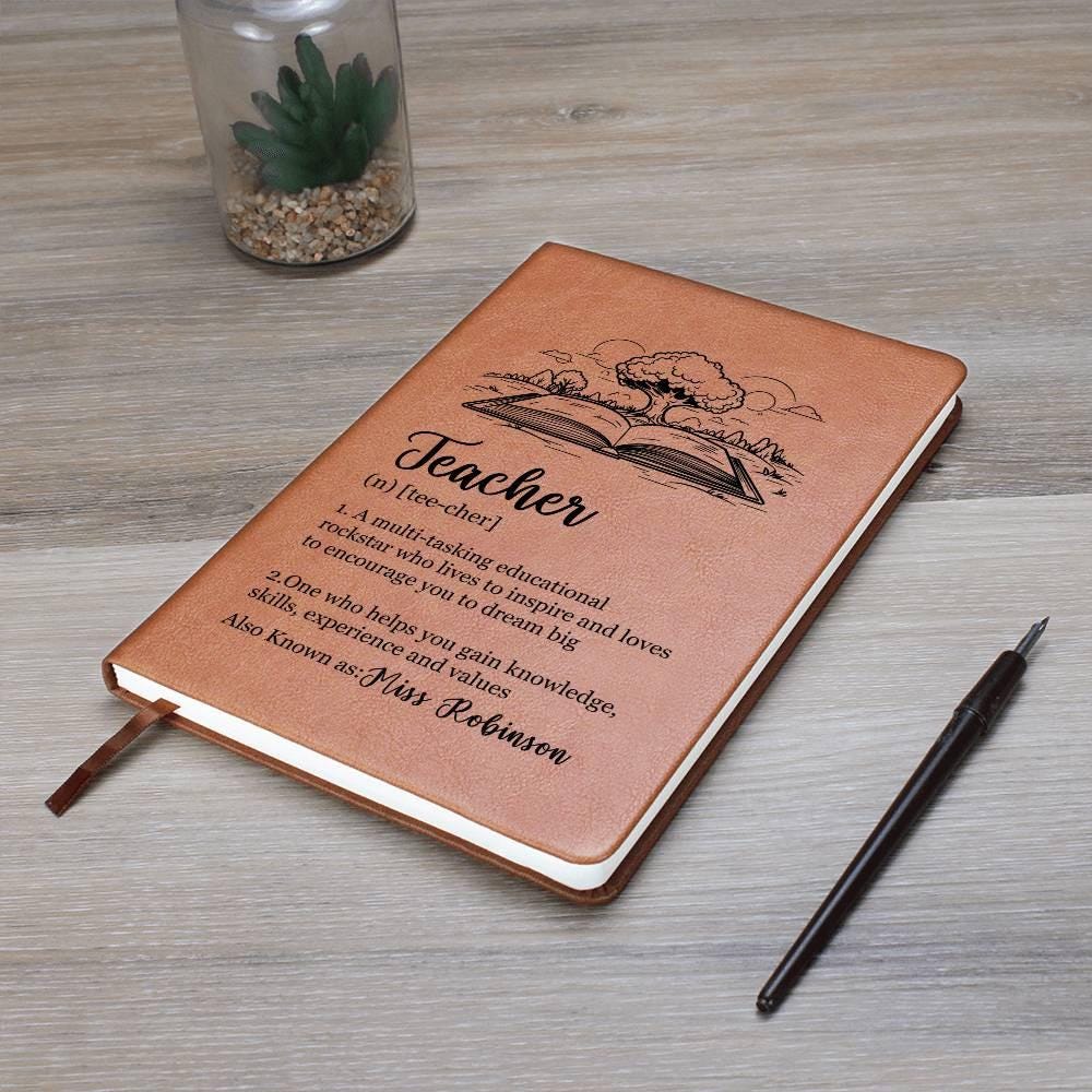 Personalized Teacher Definition Leather Journal – End of year – view 10