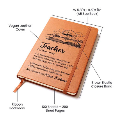 Personalized Teacher Definition Leather Journal – End of year – view 4