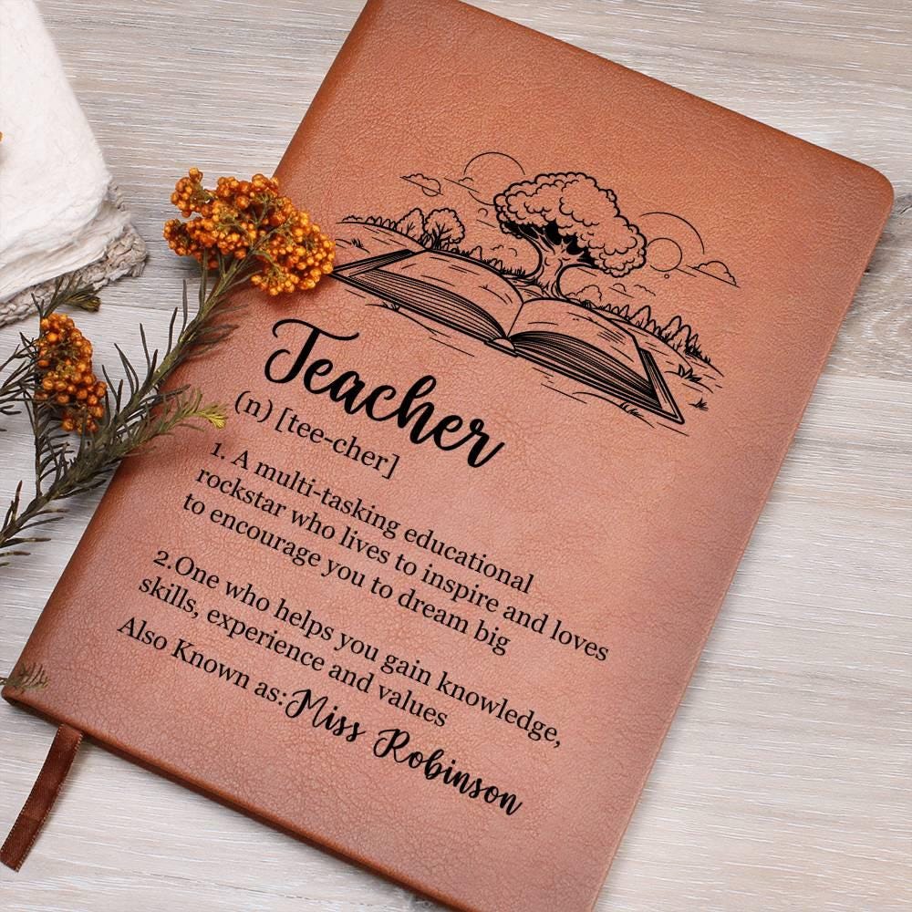 Personalized Teacher Definition Leather Journal – End of year