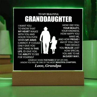 Gift from Grandpa Personalized Granddaughter LED Acrylic Plaque – view 4